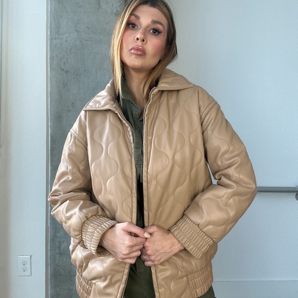 ASOS Design Quilted Vegan Leather Jacket, Size US 4 (P) - Picture 3 of 5